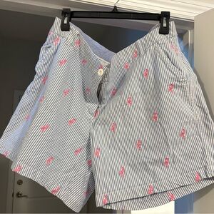 Crown & Ivy Striped Women's Shorts with Flamingo Print